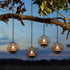 TWINKVILLA Solar Hanging Lanterns Outdoor Waterproof, Rust Iron Ball Candle Holder with Flickering