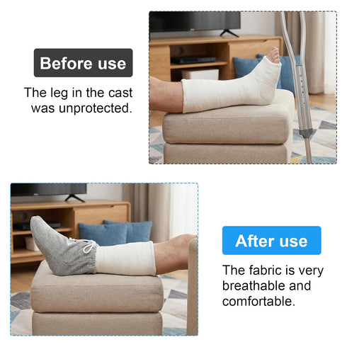Axafazup 1 Pack Washable Plaster Sock, Ankle Wound Protector, Cast Sock Cover for Foot Leg, Adjustable Drawstring
