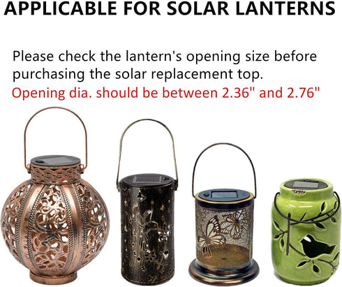 Solar-Lantern Waterproof Lights Replacement Top - Garden Decor Outdoor Lighting Decorative Patio Lighting Solar Replacement Top (Warm White, 2.76inch_2 pack) by ORIGARDEN