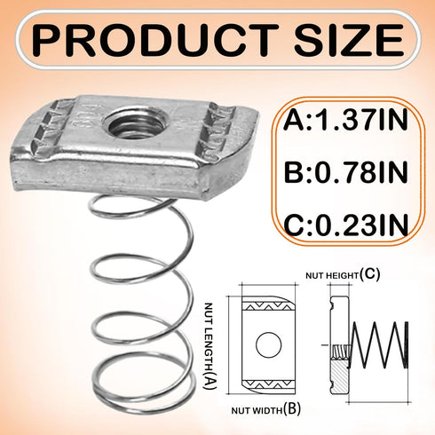 Aifukena 1/4-20 (Pack 50) Strut Channel Nuts - Spring Channel NutZinc Plated