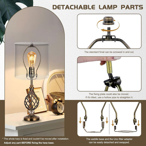 GooChan 8.5-Inch) Lamp Shade Harp, Antique Brass Lamp Harp Frame Lampshade Bracket, Detachable Shade Holder for Floor