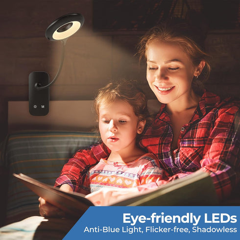 2Pack 5 5 CUHIOY Clip on Reading Light, Colors Brightness Bed Light for Headboard, Battery Rechargeable Flexible Neck