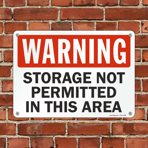 SmartSign "Warning - Storage Not Permitted In This Area" Sign, 10" x 14" Plastic