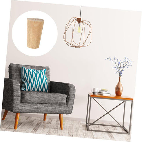 4Pcs Set WOONEKY Wooden Cabinet Bun Feet Replacement Furniture Legs Bearing Weight for Sofa Couch Armchair Coffee Table