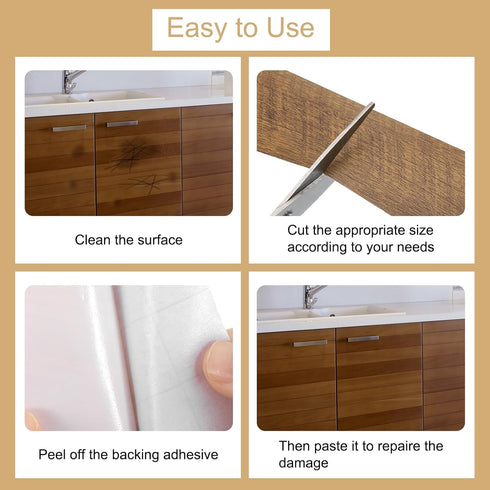 uxcell 2 Roll Wood Grain Tape, 1.97" x 33 Ft Self Adhesive Realistic Textured Repair Tape for Home Decor
