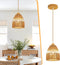 Boho Rattan Pendant Light Kitchen Island,Farmhouse Chandeliers Adjustable Height Hanging lamp for