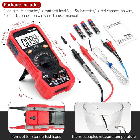 Beaquicy Digital Multimeter Tester, TRMS 4000 Counts Volt Meter Auto-Ranging, Measures Voltage Current Resistance
