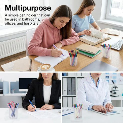 moheaaei 48 3.98x2.83in Pcs White Plastic Pen Cups Bulk, Frosted PP Pen Holder Organizer for Desk Stationery & Makeup