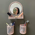 Locker Shelf with Locker Mirror Magnetic & 2 Magnetic Pen Cups, Organizer for Work, Mesh Metal Locker Accessories Kit
