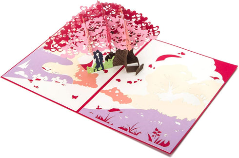 Ribbli Heart Tree Handmade Pop Up Card for Anniversary, Valentines Day, Wedding Gift, Birthday Cards with Envelope