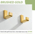 APLusee L Shape Bath Towel Hook 2 Pack - 304 Stainless Steel Coat Holder for Bathroom Kitchen, Brushed Gold