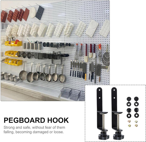 ARTSEWPLY 2 Pieces Vertical Pegboard Install Clips Pegboard Accessory Brackets for Industrial and Workbench Storage