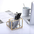 Hipiwe Glass Business Card Holder Stand with Pen/Pencil Organizer, Gold Business Name Cards Display Holder for Home
