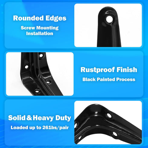 suiwotin 12pcs 6 Inch 5x6 Inch Shelf Brackets, Heavy Duty L Bracket, Shelf Corner Brace Right Angle Bracket, Floating