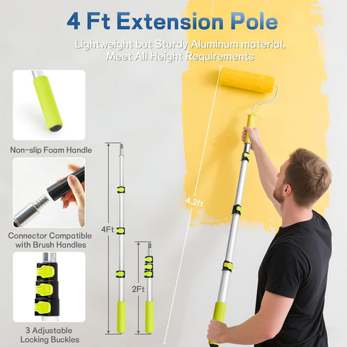 29 4ft 9 inch 4inch,Pro PCS Paint Roller Kit-Rocfinity Paint Roller with Extension Pole,Microfiber Paint Rollers House