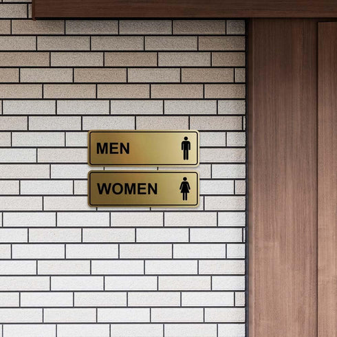 Standard Men Women Restroom Sign - Large Brushed Gold - 1 Set (2 pcs)