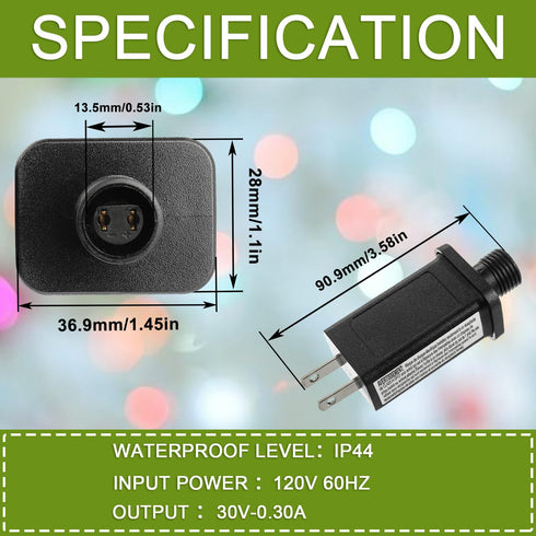 30V 9W LED Transformer Replacement Class 2 Power Supply for Christmas String Light Inflatable Decorations LED Controller IP44 Waterproof Low Voltage
