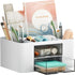 Marbrasse Multi-Functional Pen Organizer with 2 Drawers, 5 Compartments for Desk, Office Art Supplies (White)