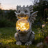 Solar Garden Decorations - Dragon Statue with Crackle Glass Ball Light - Garden Decor for Patio, Yard, Lawn, Pathway