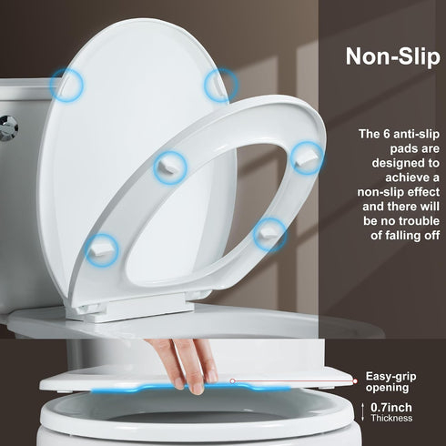 2-Pack Rust-Proof(16.5",Modern) Angol Shiold Round Toilet Seat Soft Close & Quick Release, White Plastic Toilet Seats