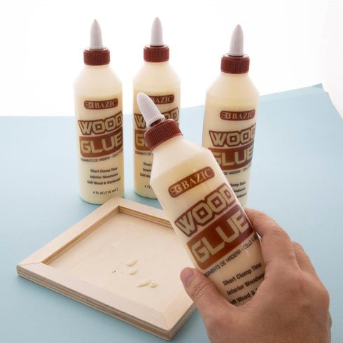 BAZIC Wood Glue 4 Oz. (118 mL), Natural Color Super Strong Bond Adhesive, for Home Improvement Woodwork Softwood & Hardwood, 1-Pack