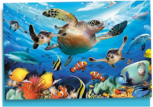 Tree-Free Greetings EcoNotes Notecard Set - 12 Count Sea Turtle and Friends with Envelopes, 4 x 6 Inches (FS66811)