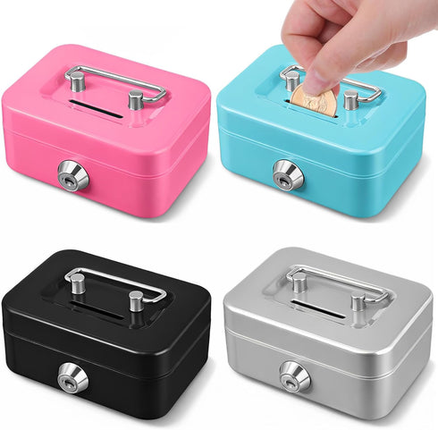 Xosjska 4 Pieces Small Money Box with Lock and Slot 4.5 x 3.3