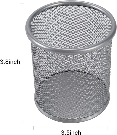 EasyPAG 2 Pack Silver Pencil Holder, Mesh Pen Cup Marker Holder for Home, School & Office