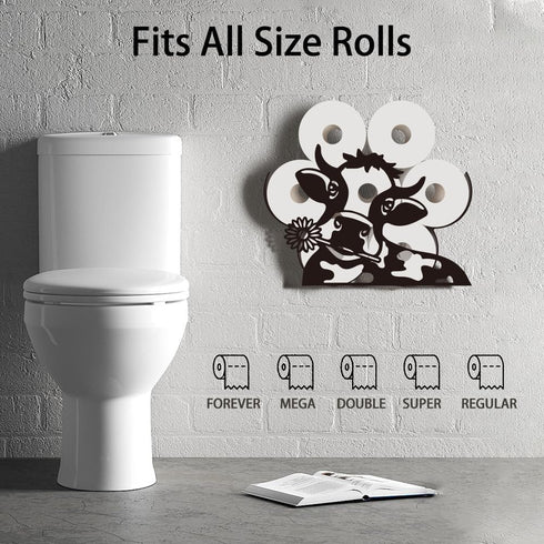 8 WADORN Cow Toilet Paper Holder, Cow Animal Decorative Toilet Paper Storage Extra Rolls Dairy Cow Freestanding