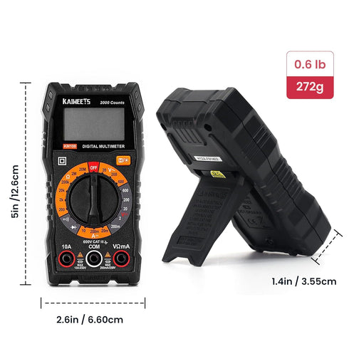 KAIWEETS Digital Multimeter with Case, DC AC Voltmeter, Ohm Volt Amp Tester for Household and Automotive