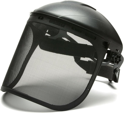 Pyramex Safety Full Face Shield Eye & Head Protection (Headgear Not Included), Black Mesh Steel Wire Mesh - ANSI Z87.1 for Mesh Safety