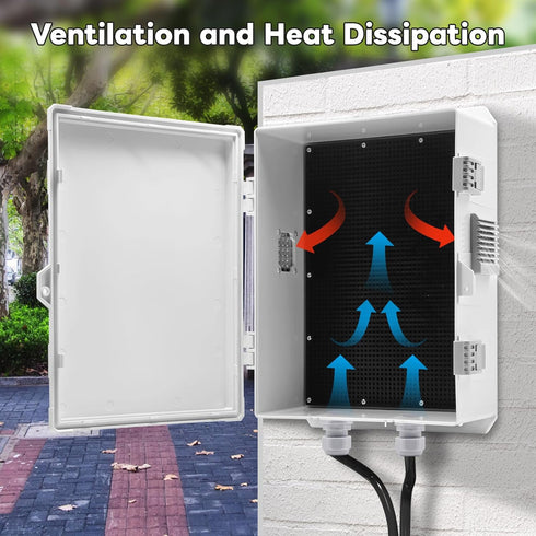 DYEENL (13" 9.2" 5.6") Outdoor Electrical Enclosure Box with Ventilation System Weatherproof ABS Junction Box