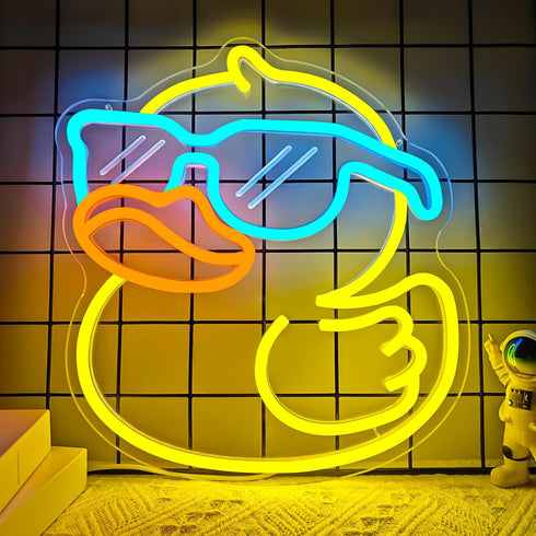 Ajoyferris Duck Neon Sign Cool Duck Neon Lights for Bedroom Dimmable Switch