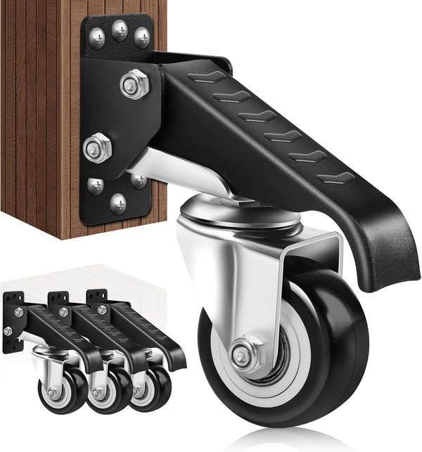 SPACECARE Retractable Workbench Casters Kit, 600Lbs Heavy Duty Caster Wheels for Workbenches, Tables, and Equipment, 4