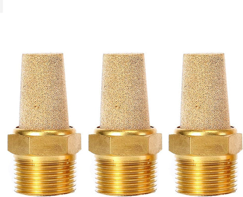 Quickun Air Pneumatic Mufflers, 1/8" Male Thread Sintered Bronze Exhaust Muffler (Pack of 3)