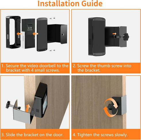 Anti-Theft Video Doorbell Mount, No Drilling Door Bracket for Video Doorbell 2/2020 Release (Black)