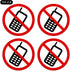 dealzEpic No Cell Phone/Mobile Phone is Prohibited Sign, Self Adhesive Vinyl Decal Sticker, Pack of 4 Pcs