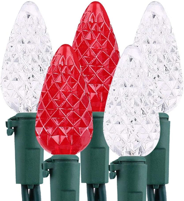 Brizled Red & White C5 Christmas Lights, 33ft 100 LED Christmas Tree