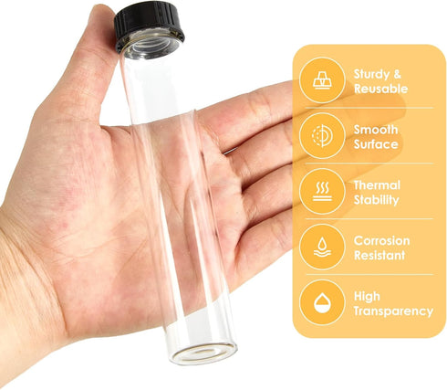 50ml Clear Glass Vials with Screw Caps, Small Liquid Sample Test Tubes, 12PCS Leak-Proof Bottles