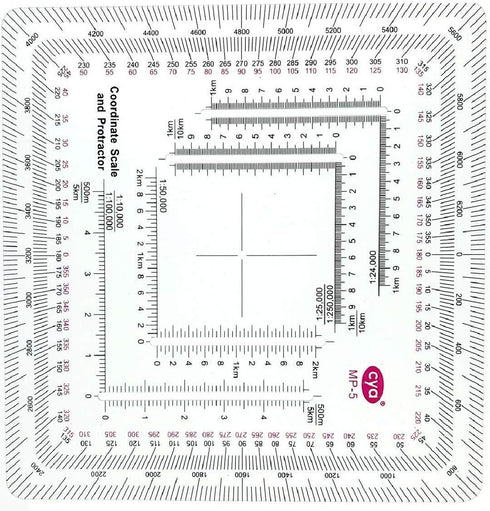Counter Gotical Military UTM/MGRS Coordinate Scale Map Reading and Land Navigation Topographical Map Scale, Protractor