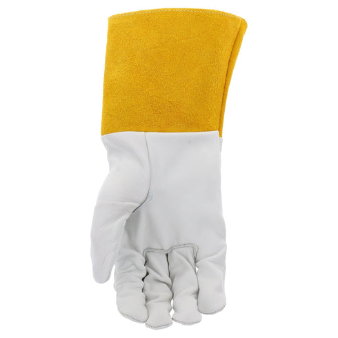 IRONCAT 6141 Kidskin TIG Welding Gloves Medium, Kevlar Thread Welding Gloves with 4 in. Gold Cuff, Straight Thumb, Natural
