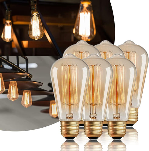Sevici ST64 Bulbs 2 Pack,Amber Bulbs 110V 40W 240LM,E26 2200K Dimmable Bulb Edison Vintage Incandescent Light Base