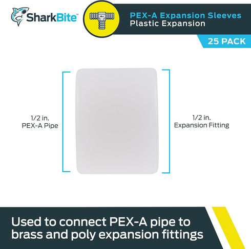 SharkBite 3/4 Inch Expansion Sleeve, Pack of 25 Rings, Plastic Pex Expansion Ring for PEX-A Pipe/Tubing, Brass and Poly Plumbing Fittings, UA23103A25 by SharkBite