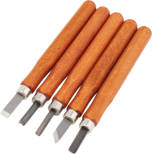 5 Pcs Wood Carving Knife Set, HSS Blades and Quality Wood Handle for DIY Sculpture