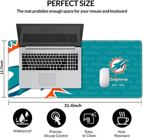 Stitched Edges Large Mouse Desk Pad, Gaming Mouse Pad for Laptop, Light Green Design for Football Sport Fans
