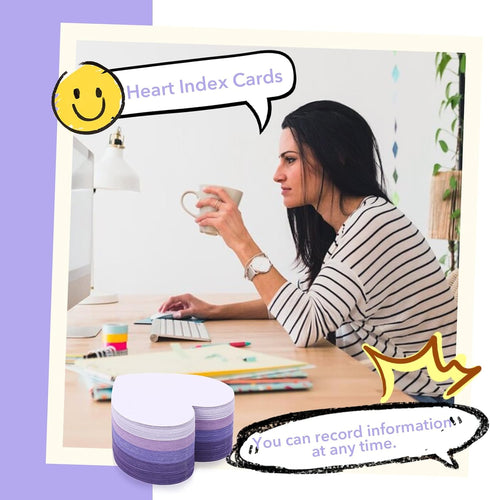 MSHUNKEJI 150 3x3 Pcs Purple Note Cards Heart Index Cards Blank Index Cards Colors Study Cards Business Cards Blank