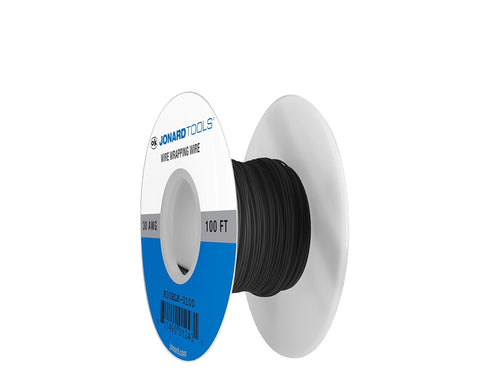Jonard Tools R30BLK-0100 Black Insulated Kynar Copper Wire Roll, 30 AWG, 100 ft Length