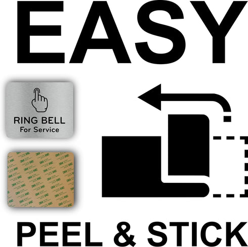 Ring Bell For Service Sign, Adhesive Waterproof Sticker or Door Notice, Silver/Gold/Black, Small Size