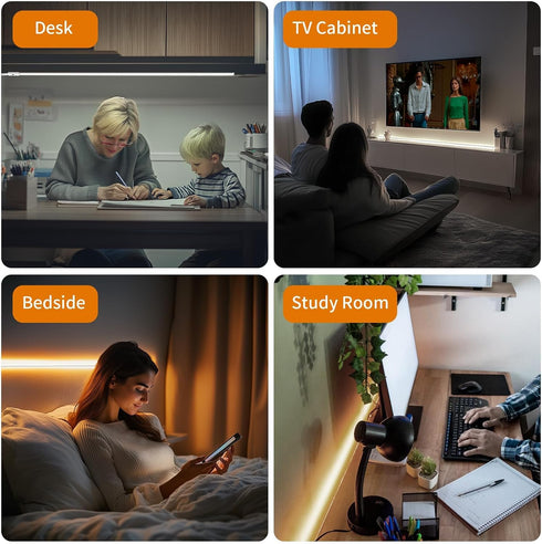 40in Dimmable 5 Closet Counter Smart Under Cabinet Lights, Plug in Under Cabinet Lighting with Handwave Sensor, Bright