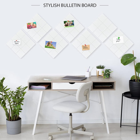 BXI Felt Bulletin Board 12 X 12 X 3/8 Inches, 6 Pack Self-Adhesive Thick Sturdy Pin Board for Home Office Decoration